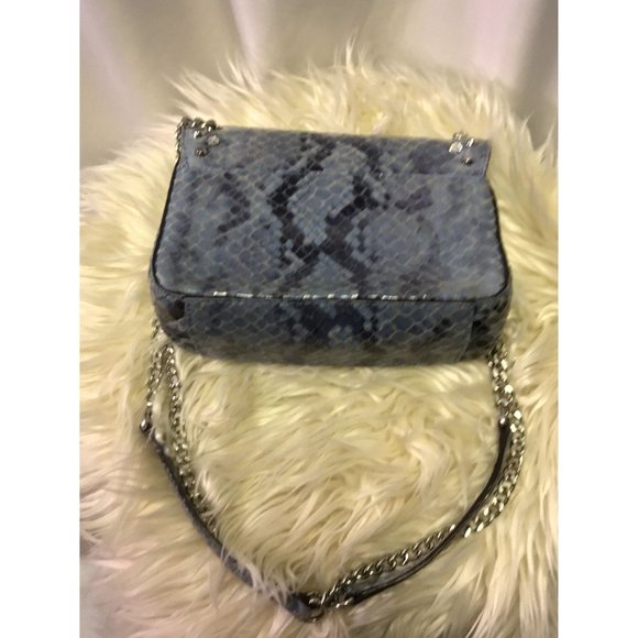 Michael Kors Aquamarine Python Embossed Leather Sloan Studded Shoulder Bag - Picture 4 of 11